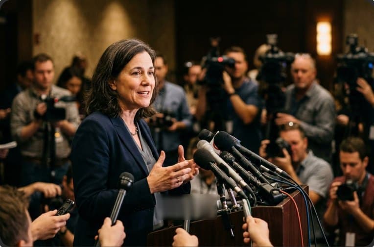 Speaker answering questions at a press conference
